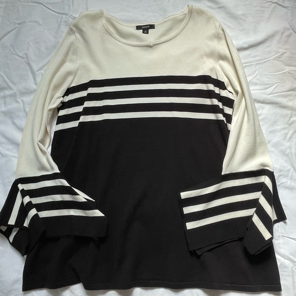 Black and White Bell Sleeved Top